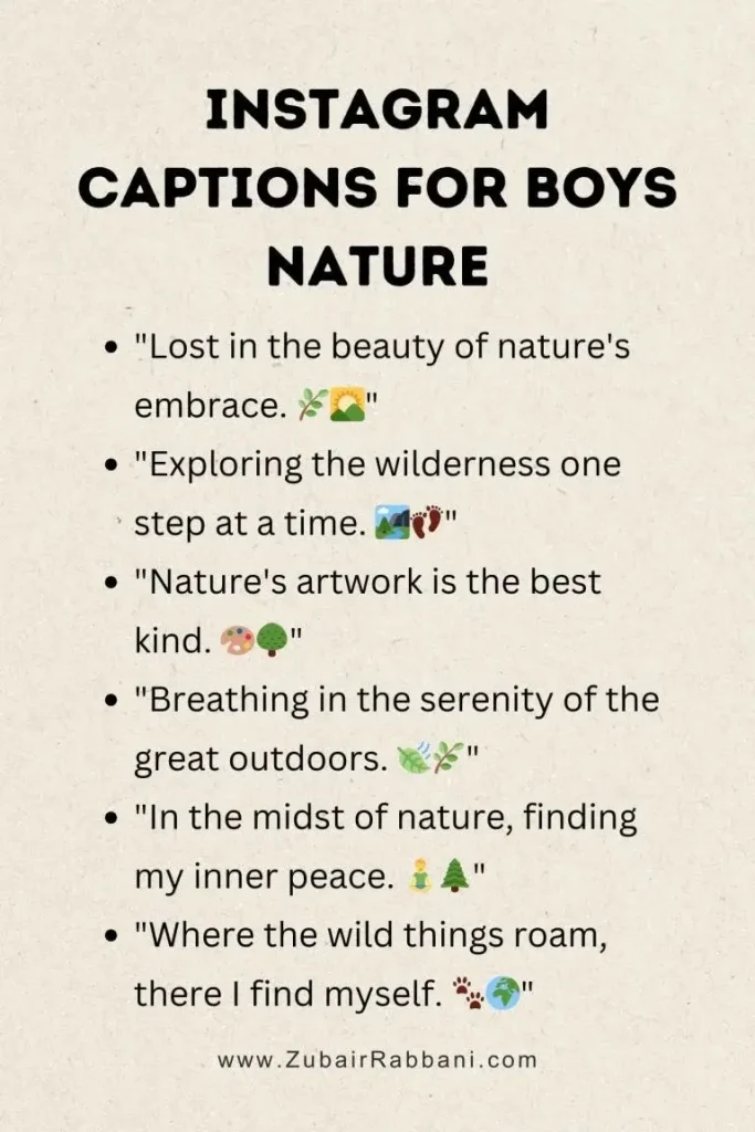Instagram Captions For Boys Nature