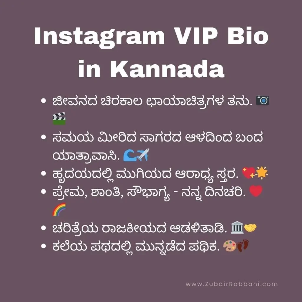 Instagram VIP Bio in Kannada