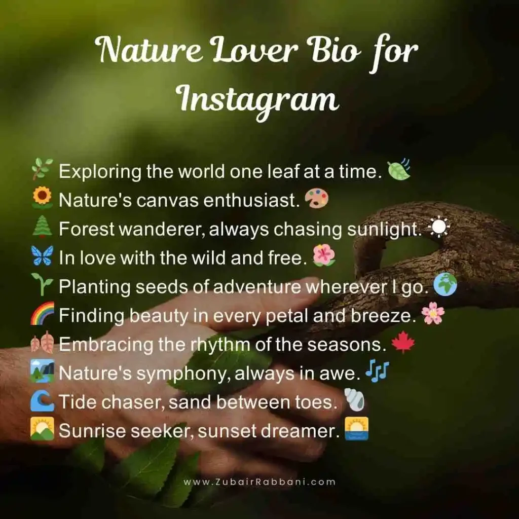 Nature Lover Bio for Instagram for Boy