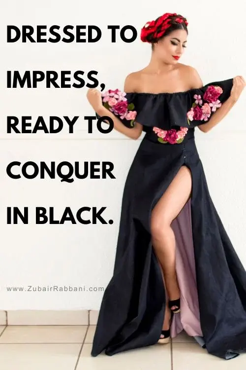 Caption For Black Dress Girl