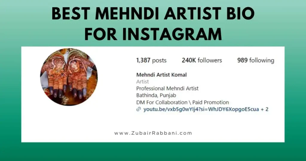 Mehndi Artist Bio For Instagram
