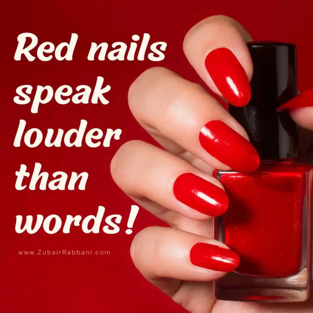 Red Nail Captions For Instagram