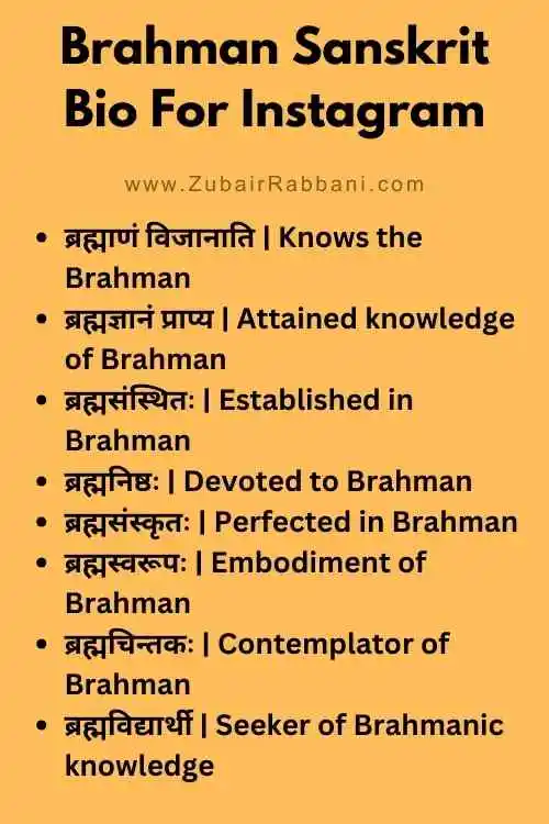 Brahman Sanskrit Bio For Instagram