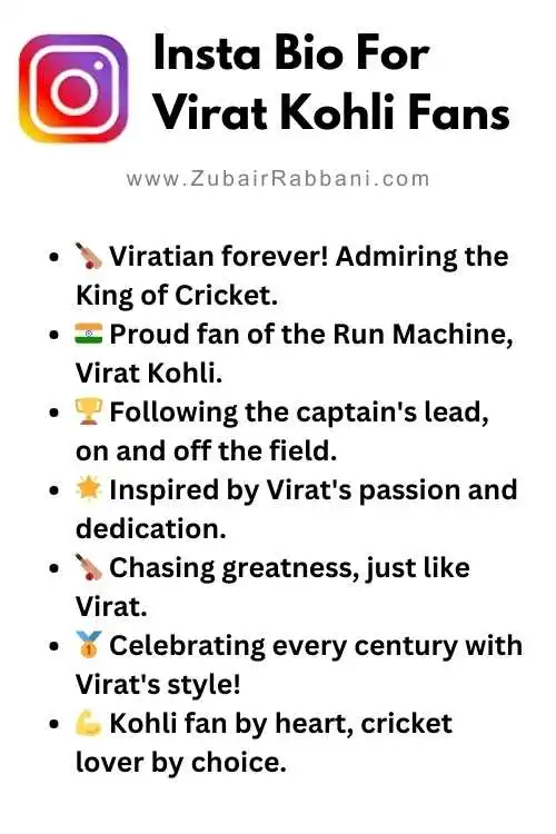 Instagram Bio For Virat Kohli Fans