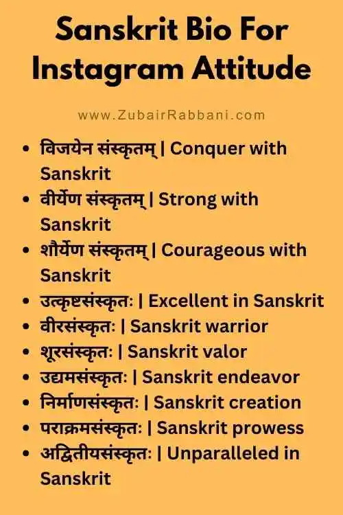 Sanskrit Bio For Instagram Attitude