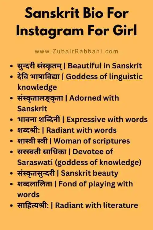Sanskrit Bio For Instagram For Girl